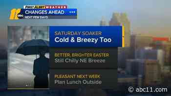 Saturday soaker: Cold rain today, sun returns for Easter Sunday