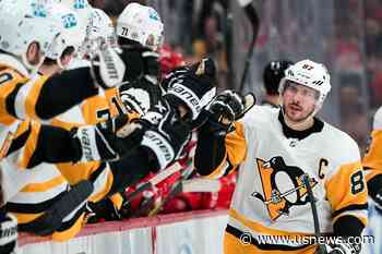 Crosby Hits 1,500 Point Mark in Career, Pens Beat Red Wings
