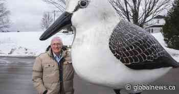 Giant sandpiper statue returns to its roost in tiny New Brunswick village