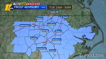 Sunny and cool today, frost advisory in effect for Tuesday morning