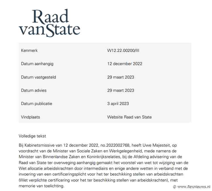Raad van State over wetsvoorstel verplichte certificering uitzenders