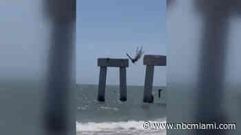 Man Caught on Camera Backflipping Off Florida Pier Destroyed by Hurricane Ian