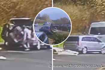 Men recorded fly-tipping in Silk Mill Road, South Oxhey,