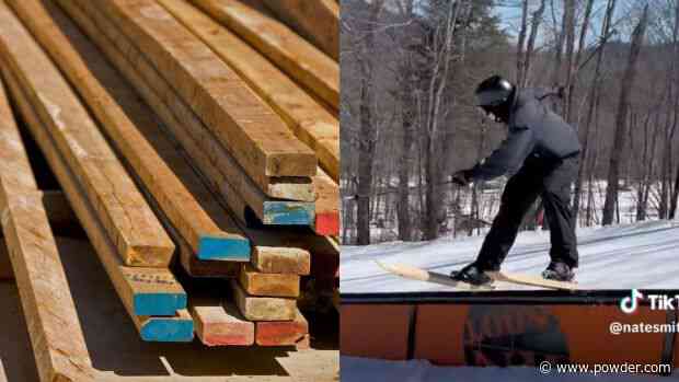 WATCH: Skier Takes Park Laps On Homemade 2x4 Skis With Metal Edges