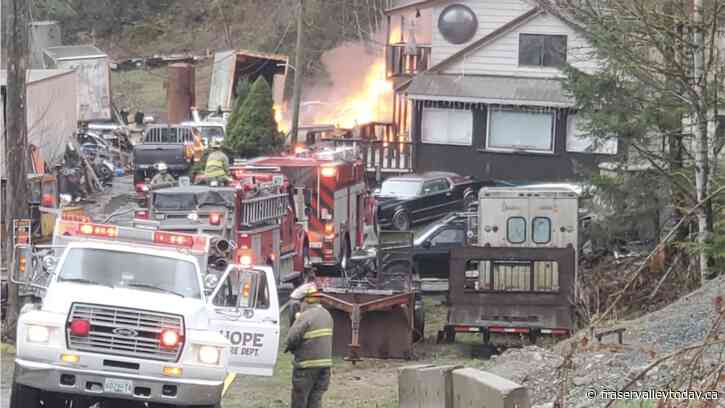 Hope, Yale firefighters stop shop fire from spreading to nearby home