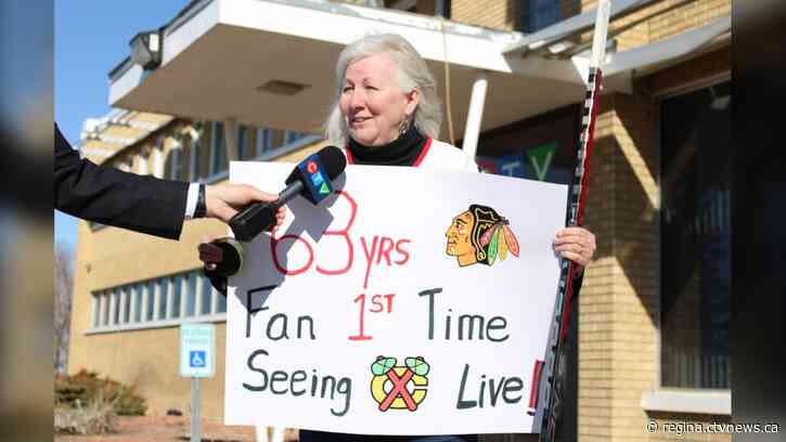 Sask. woman's 63-year love affair with Chicago Blackhawks earns her special treatment at Calgary game