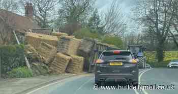 Heavy traffic on A614 as tractor spills haybales in Burton Agnes - live updates