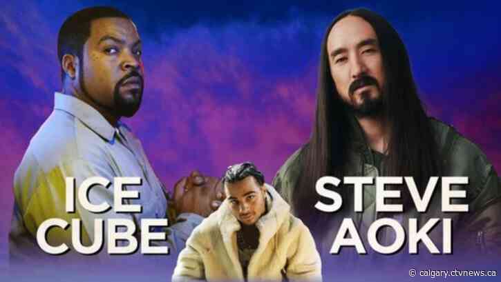 Ice Cube and Steve Aoki performing at Cowboys during 2023 Stampede
