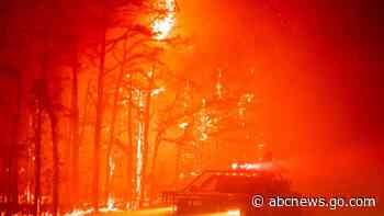 Big flames, raining embers in New Jersey Pine Barrens fire