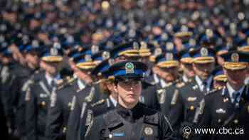 Thousands of police officers from across Canada gather in Trois-Rivières, Que., to mourn slain SQ officer