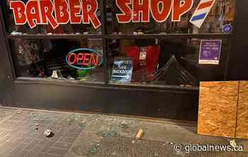 Surveillance video captures man vandalizing Nanaimo, B.C. barbershop