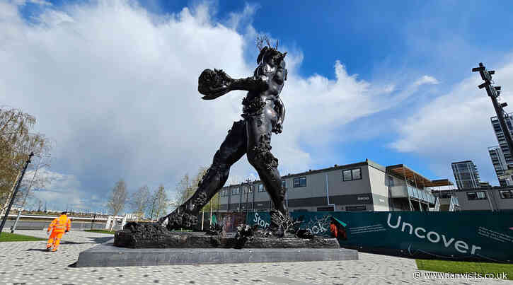 A gigantic statue of a demon has appeared in North Greenwich