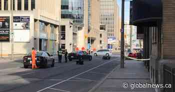 3 sent to hospital after serious crash involving sedan, motorcycle in downtown Hamilton