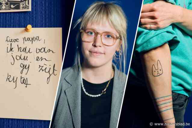 ‘Kij tof’ gedaan! Alix (29) tatoeëert kindertekeningen als eerbetoon aan overleden vader: “Zo hou ik de herinnering aan hem levend”