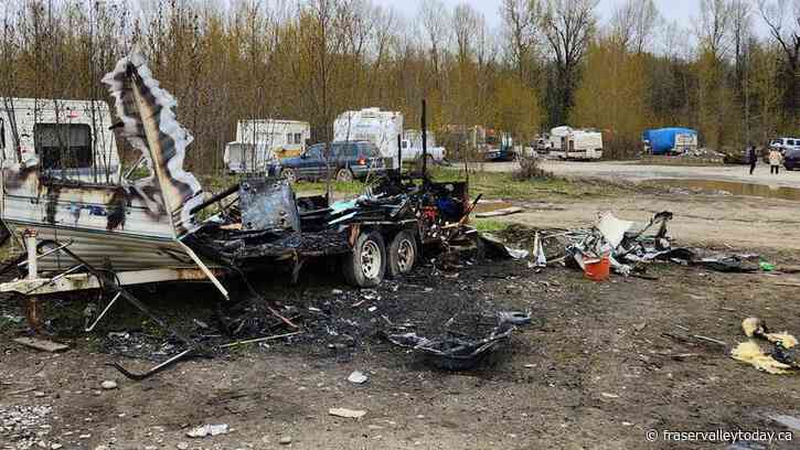 Chilliwack Fire extinguishes camper fire at homeless trailer camp near Island 22