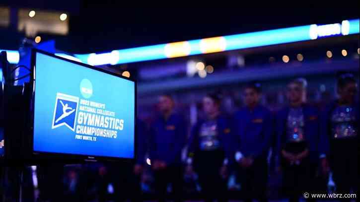 LSU Gymnastics in fourth place at end of rotation three during NCAA Championship