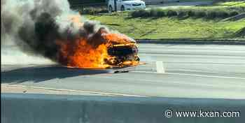 AFD: 'Fully involved' car fire on I-35 frontage road causes closures
