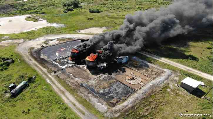 Hackberry residents under shelter in place; two crude oil tanks on fire