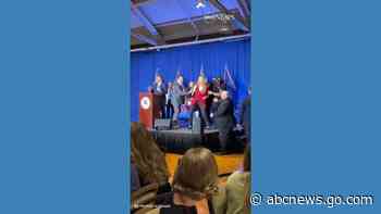 WATCH:  Protesters interrupt DeSantis speech at New Hampshire fundraising event