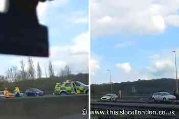 A2 Darenth Interchange Dartford crash: Motorcyclist in hospital