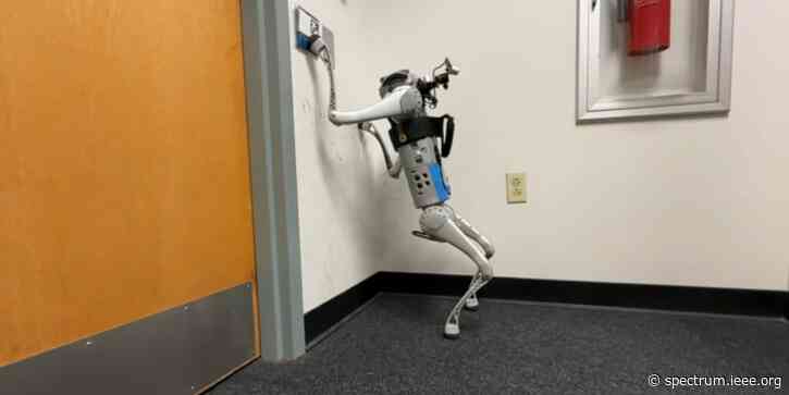 Robots Using Legs as Arms to Climb and Push Buttons