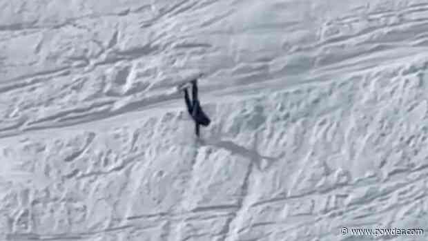 Crowd Watches In Anguish As Skier Sends Huge Cliff At Tuckerman Ravine