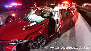 1 Injured After Errant Tire Strikes Moving Car on I-95 South in Westport