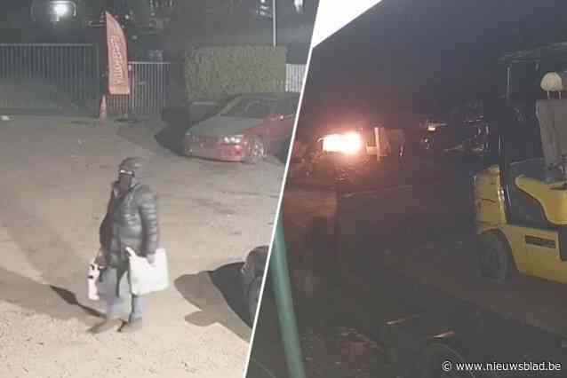 Autorecyclebedrijf in Essen al derde keer slachtoffer van brandstichting: camerabeelden tonen hoe dader te werk gaat