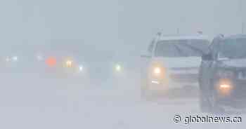 Spring snowfall in Saskatchewan affecting road conditions