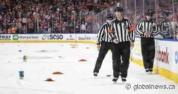 Don’t throw trash on the ice, Edmonton Oilers plead following Game 1 loss