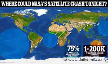 Here are potential impact zones of NASA's dead spacecraft heading for Earth