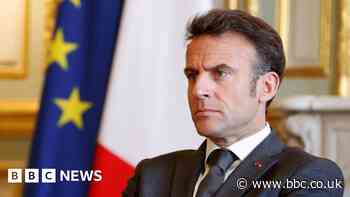 Macron tries to escape French pension row with street song