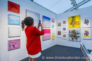Affordable Art Fair Hampstead 2023 shows work by Hirst and Blake