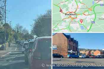 Picture: Traffic on Blackburn roads with gridlocked traffic