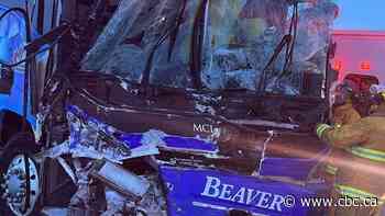 Bus driver injured, Winnipeg students safe after charter bus collides with semi in southern Sask.