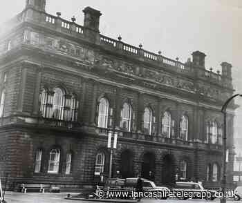 Can you identify the vans outside Blackburn town hall?