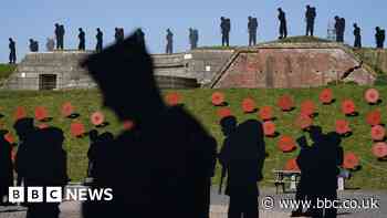 Falklands War veterans visit art installation in Hampshire