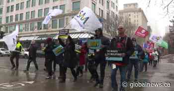Alberta unions take to downtown Calgary for solidarity demonstration