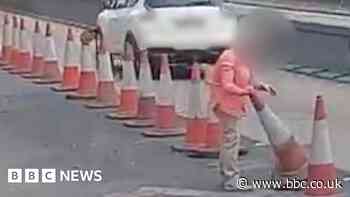 Driver filmed moving cones from middle of A12 in Essex