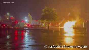 Natural gas fire in Virginia Beach sends flames shooting into the air
