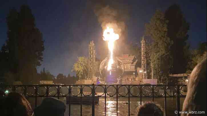 Animatronic dragon bursts into flames during Disneyland show