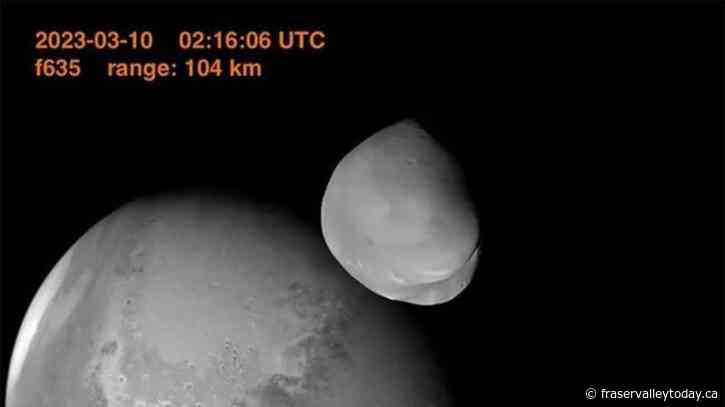 UAE spacecraft takes close-up photos of Mars’ little moon