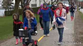 Preparing to lace up for annual MS walk