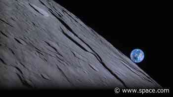 Rare hybrid solar eclipse and Earthrise captured by moon lander ahead of historic landing today (photo)