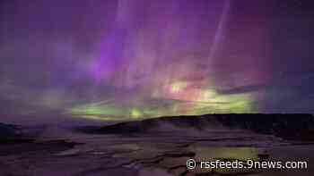 Northern lights dazzle over Yellowstone National Park