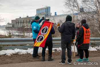 PSAC workers picket outside the Richardson grain terminal in Thunder Bay