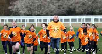 Schoolchildren make a giant number 40 to launch this year's 'amazing' Children's Cancer Run