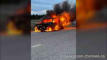 Sask. fire crews battle truck blaze