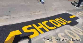 Horrendous spelling mistake left by workers just outside school