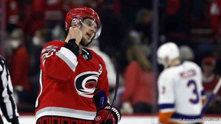 Canes’ Aho, Oilers’ Hyman each take a puck off the face